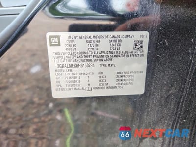 Zdjęcie 12 z 12 samochodu: 2017 GMC TERRAIN SLE VIN:2GKALMEK6H6150294 - miniatura