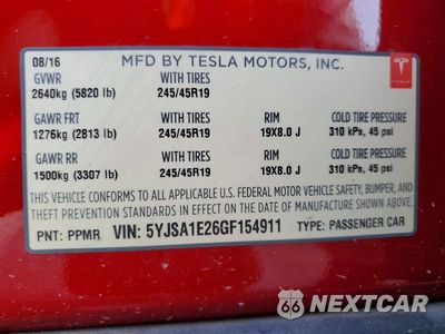Zdjęcie 13 z 13 samochodu: 2016 TESLA MODEL S VIN:5YJSA1E26GF154911 - miniatura