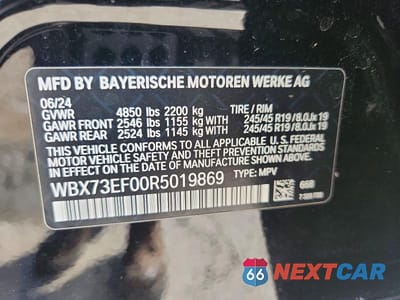 Zdjęcie 12 z 12 samochodu: 2024 BMW X1 XDRIVE28I VIN:WBX73EF00R5019869 - miniatura