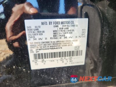 Zdjęcie 12 z 12 samochodu: 2022 FORD EDGE SE VIN:2FMPK4G97NBA42378 - miniatura