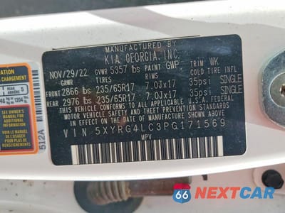 Zdjęcie 13 z 13 samochodu: 2023 KIA SORENTO LX VIN:5XYRG4LC3PG171569 - miniatura