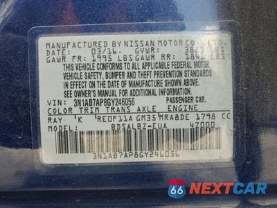 Zdjęcie 14 z 14 samochodu: 2016 NISSAN SENTRA S VIN:3N1AB7AP8GY246056 - miniatura
