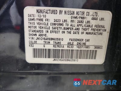 Zdjęcie 12 z 12 samochodu: 2011 INFINITI G37 SEDAN X VIN:JN1CV6AR6BM405910 - miniatura