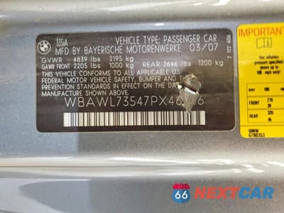 Zdjęcie 12 z 12 samochodu: 2007 BMW 335 I VIN:WBAWL73547PX46256 - miniatura
