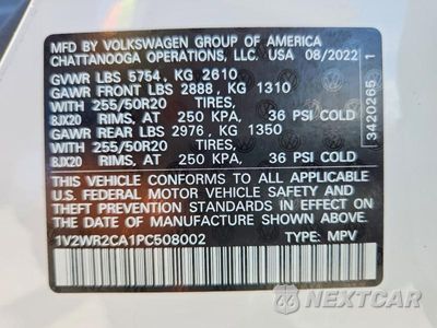 Zdjęcie 13 z 13 samochodu: 2023 VOLKSWAGEN ATLAS SE VIN:1V2WR2CA1PC508002 - miniatura