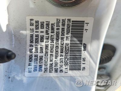 Zdjęcie 13 z 13 samochodu: 2019 HONDA CIVIC SPORT VIN:19XFC2F81KE022741 - miniatura