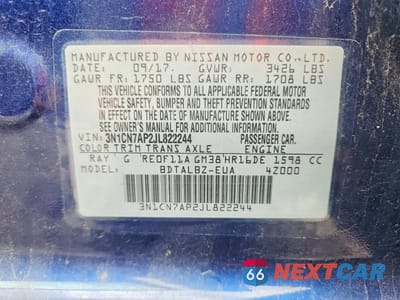 Zdjęcie 12 z 12 samochodu: 2018 NISSAN VERSA SV VIN:3N1CN7AP2JL822244 - miniatura