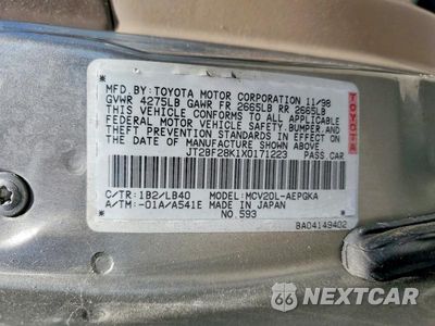 Zdjęcie 12 z 12 samochodu: 1999 TOYOTA CAMRY XLE V6 VIN:JT2BF28K1X0171223 - miniatura