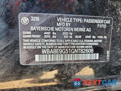 Zdjęcie 12 z 12 samochodu: 2016 BMW 328 I SULEV VIN:WBA8E9G51GNT82608 - miniatura
