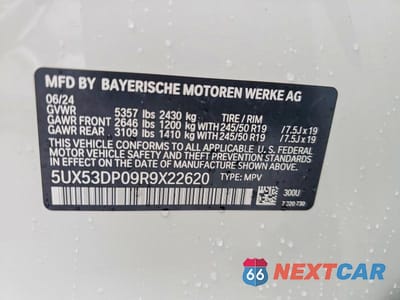 Zdjęcie 13 z 13 samochodu: 2024 BMW X3 XDRIVE30I VIN:5UX53DP09R9X22620 - miniatura