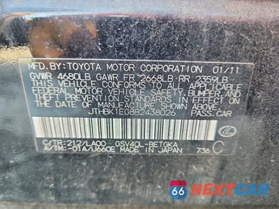 Zdjęcie 12 z 12 samochodu: 2011 LEXUS ES 350 VIN:JTHBK1EG8B2438026 - miniatura