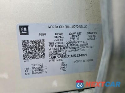Zdjęcie 13 z 13 samochodu: 2021 GMC YUKON SLT VIN:1GKS2BKD1MR134021 - miniatura
