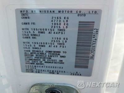 Zdjęcie 14 z 14 samochodu: 2019 NISSAN NV200 S VIN:3N6CM0KN7KK699162 - miniatura