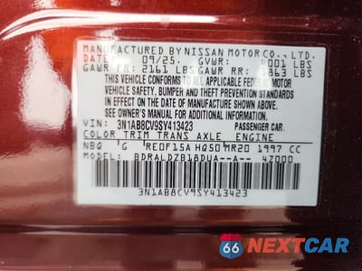 Zdjęcie 12 z 12 samochodu: 2025 NISSAN SENTRA SV VIN:3N1AB8CV9SY413423 - miniatura
