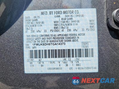 Zdjęcie 13 z 13 samochodu: 2026 FORD EXPLORER ACTIVE VIN:1FMUK8DH6TGA14373 - miniatura