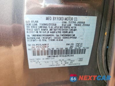 Zdjęcie 12 z 12 samochodu: 2005 MERCURY MONTEGO LUXURY VIN:1MEFM40195G609244 - miniatura