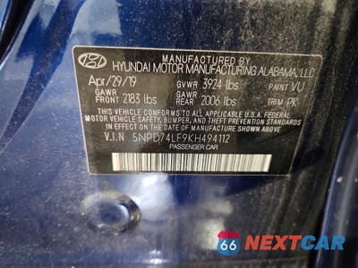 Zdjęcie 12 z 12 samochodu: 2019 HYUNDAI ELANTRA SE VIN:5NPD74LF9KH494112 - miniatura