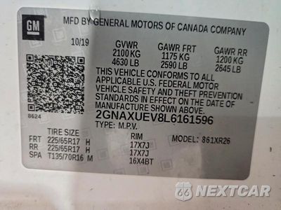 Zdjęcie 12 z 12 samochodu: 2020 CHEVROLET EQUINOX LT VIN:2GNAXUEV8L6161596 - miniatura