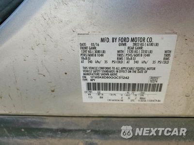 Zdjęcie 13 z 13 samochodu: 2016 FORD EXPLORER XLT VIN:1FM5K8D80GGC51242 - miniatura