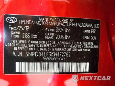Zdjęcie 12 z 12 samochodu: 2019 HYUNDAI ELANTRA SEL VIN:5NPD84LF3KH472782 - miniatura