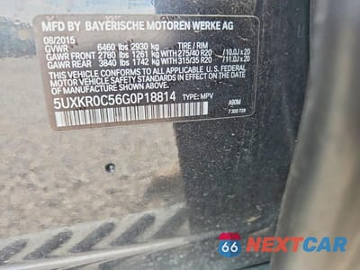 Zdjęcie 12 z 12 samochodu: 2016 BMW X5 XDRIVE35I VIN:5UXKR0C56G0P18814 - miniatura