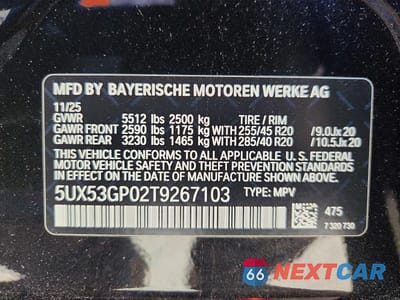 Zdjęcie 13 z 13 samochodu: 2026 BMW X3 30 XDRIVE VIN:5UX53GP02T9267103 - miniatura
