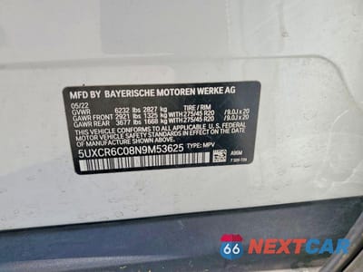 Zdjęcie 12 z 12 samochodu: 2022 BMW X5 XDRIVE40I VIN:5UXCR6C08N9M53625 - miniatura