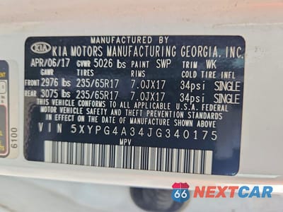 Zdjęcie 13 z 13 samochodu: 2018 KIA SORENTO LX VIN:5XYPG4A34JG340175 - miniatura