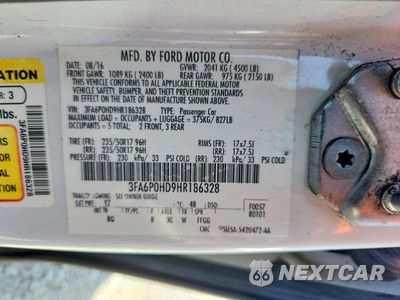 Zdjęcie 12 z 12 samochodu: 2017 FORD FUSION SE VIN:3FA6P0HD9HR186328 - miniatura