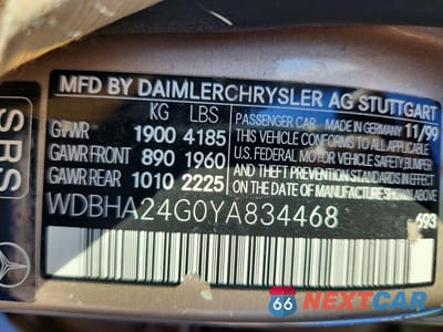 Zdjęcie 12 z 12 samochodu: 2000 MERCEDES-BENZ C 230 VIN:WDBHA24G0YA834468 - miniatura