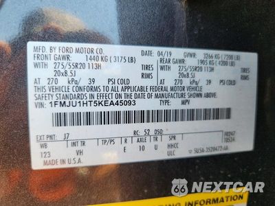 Zdjęcie 14 z 14 samochodu: 2019 FORD EXPEDITION XLT VIN:1FMJU1HT5KEA45093 - miniatura