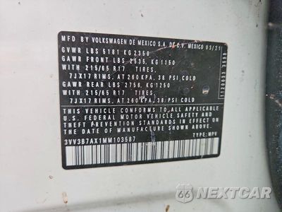 Zdjęcie 14 z 14 samochodu: 2021 VOLKSWAGEN TIGUAN SE VIN:3VV3B7AX1MM103587 - miniatura