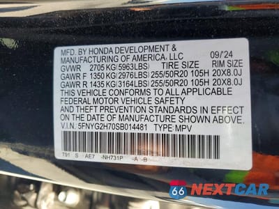 Zdjęcie 12 z 12 samochodu: 2025 HONDA PILOT TOURING VIN:5FNYG2H70SB014481 - miniatura