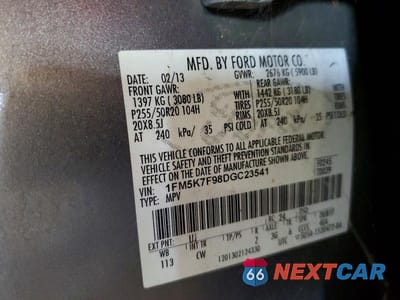Zdjęcie 12 z 12 samochodu: 2013 FORD EXPLORER LIMITED VIN:1FM5K7F98DGC23541 - miniatura