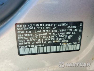 Zdjęcie 12 z 12 samochodu: 2014 VOLKSWAGEN PASSAT S VIN:1VWAP7A32EC007990 - miniatura