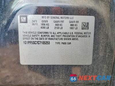 Zdjęcie 12 z 12 samochodu: 2012 CHEVROLET CRUZE LT VIN:1G1PF5SC7C7105253 - miniatura