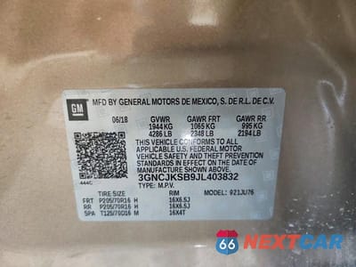 Zdjęcie 12 z 12 samochodu: 2018 CHEVROLET TRAX LS VIN:3GNCJKSB9JL403832 - miniatura