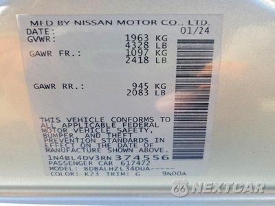 Zdjęcie 12 z 12 samochodu: 2024 NISSAN ALTIMA SV VIN:1N4BL4DV3RN374556 - miniatura