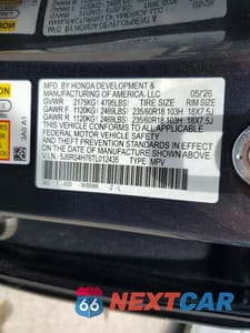 Zdjęcie 13 z 13 samochodu: 2026 HONDA CR-V EXL VIN:5J6RS4H76TL012435 - miniatura
