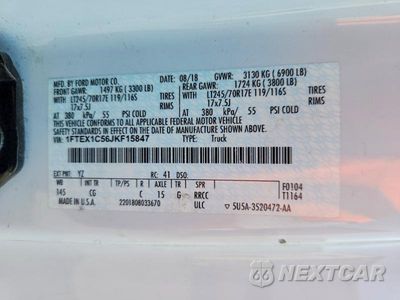 Zdjęcie 12 z 12 samochodu: 2018 FORD F150 SUPER CAB VIN:1FTEX1C56JKF15847 - miniatura