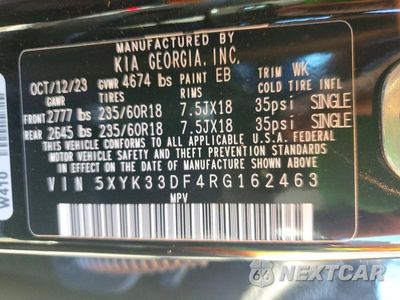 Zdjęcie 12 z 12 samochodu: 2024 KIA SPORTAGE EX VIN:5XYK33DF4RG162463 - miniatura