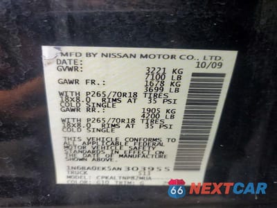 Zdjęcie 12 z 12 samochodu: 2010 NISSAN TITAN XE VIN:1N6BA0EK5AN303955 - miniatura