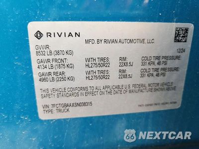 Zdjęcie 12 z 12 samochodu: 2025 RIVIAN R1T ADVENTURE VIN:7FCTGBAAXSN038315 - miniatura
