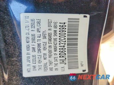 Zdjęcie 13 z 13 samochodu: 2002 HONDA CR-V LX VIN:JHLRD68432C009964 - miniatura