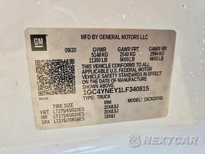 Zdjęcie 12 z 12 samochodu: 2020 CHEVROLET K2500 SILVERADO VIN:1GC4YNEY1LF340815 - miniatura