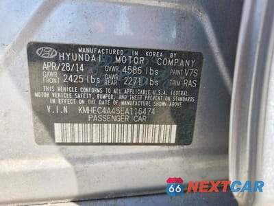 Zdjęcie 12 z 12 samochodu: 2014 HYUNDAI SONATA HYBRID VIN:KMHEC4A45EA116474 - miniatura