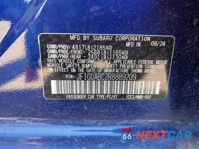 Zdjęcie 13 z 13 samochodu: 2024 SUBARU IMPREZA VIN:JF1GUABC2R8889209 - miniatura