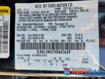 Zdjęcie 12 z 12 samochodu: 2017 LINCOLN MKZ HYBRID RESERVE VIN:3LN6L5MU7HR645649 - miniatura