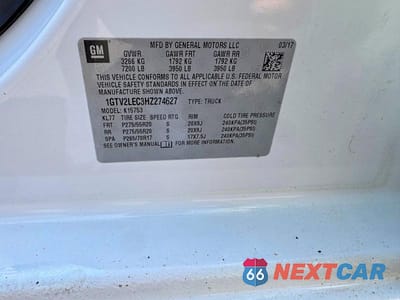 Zdjęcie 12 z 12 samochodu: 2017 GMC SIERRA K1500 VIN:1GTV2LEC3HZ274627 - miniatura