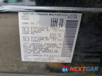Zdjęcie 13 z 13 samochodu: 2016 INFINITI QX60 BASE VIN:5N1AL0MM1GC511052 - miniatura